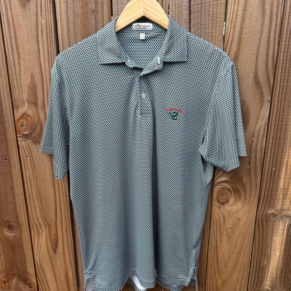 Peter Millar Green and White Polo Shirt Classic Style